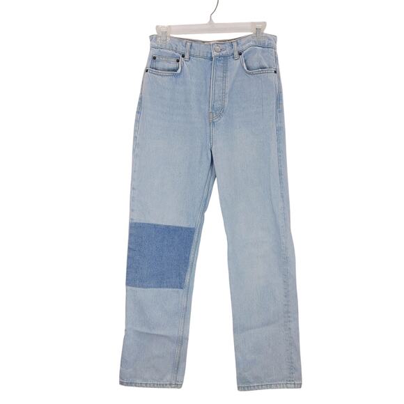 Reformation Tahoe Cynthia Patch High Rise Straight Light Wash Jeans Womens 27 - Picture 1 of 9